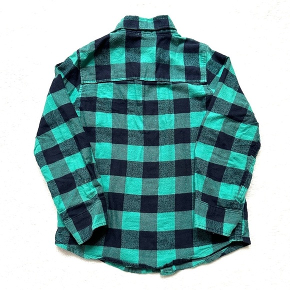 ⭐️ 5 for $25 OshKosh B'gosh Green & Black Plaid Kids Shirt Size 4 T - Picture 2 of 4